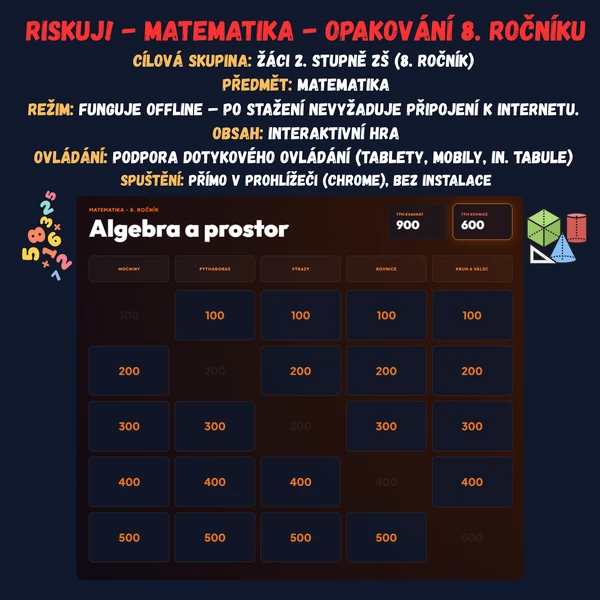 Riskuj! - Matematika - Opakování 8. ročníku