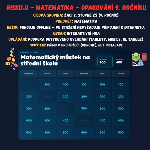 Riskuj! - Matematika - Opakování 9. ročníku