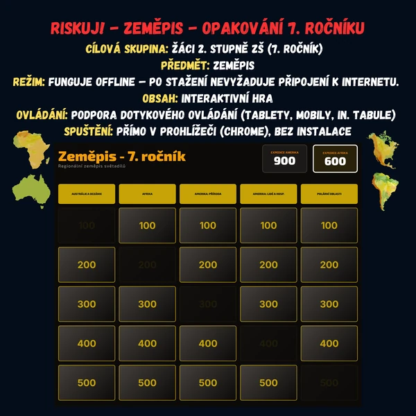 Riskuj! - Zeměpis - Opakování 7. ročníku
