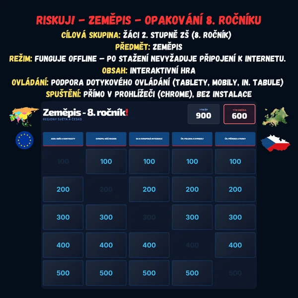 Riskuj! - Zeměpis - Opakování 8. ročníku