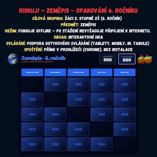 Riskuj! - Zeměpis - Opakování 6. ročníku