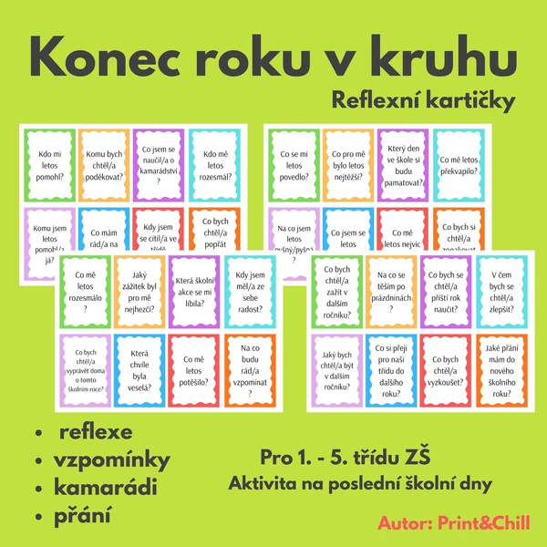 Konec roku v kruhu - reflexní kartičky
