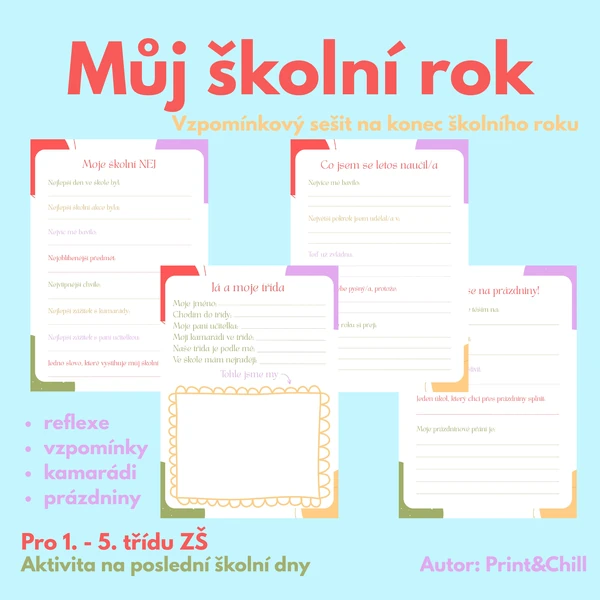 Můj školní rok – vzpomínkový sešit na konec školního roku
