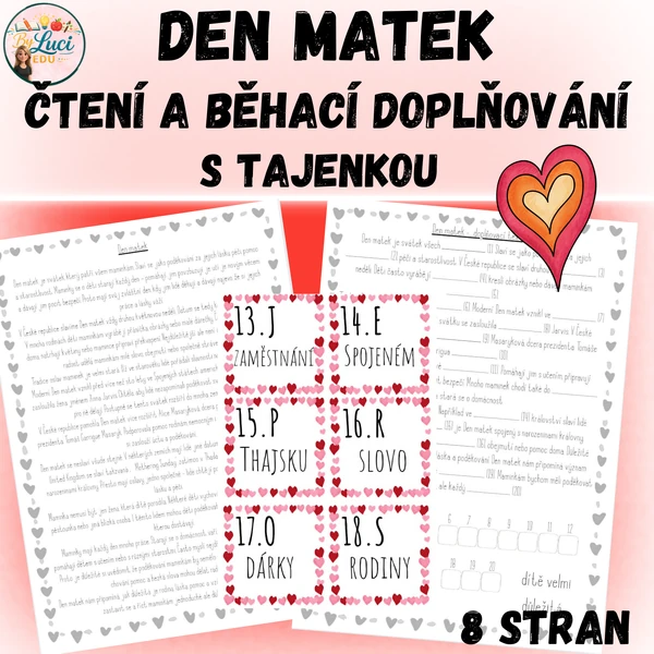 Den matek - čtení a běhací doplňování s tajenkou