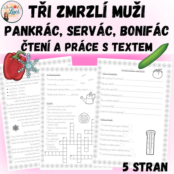 Tři zmrzlí muži - Pankrác, Servác, Bonifác - čtení a práce s textem