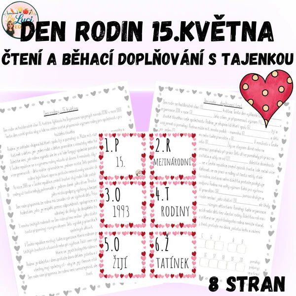 Den rodin 15. května - čtení a běhací doplňování s tajenkou 