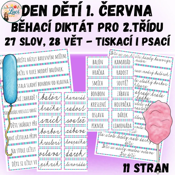 Den dětí 1. června - běhací diktát pro 2. třídu