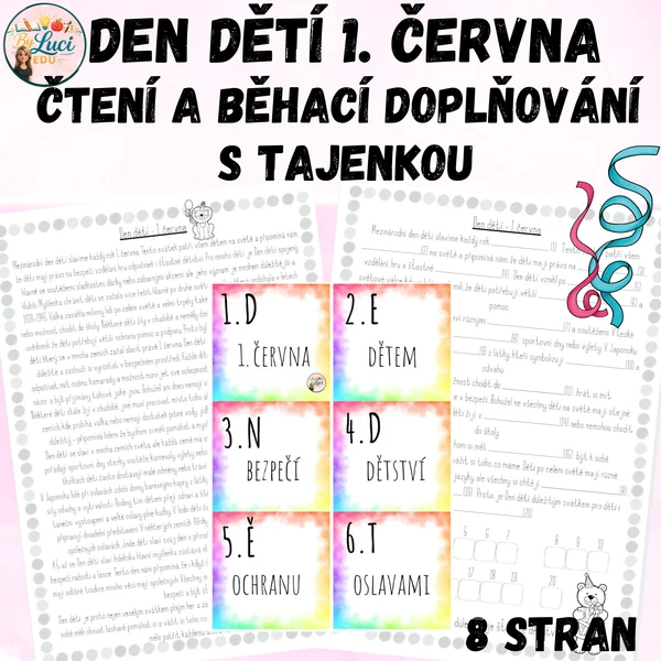 Den dětí - čtení a běhací doplňování s tajenkou