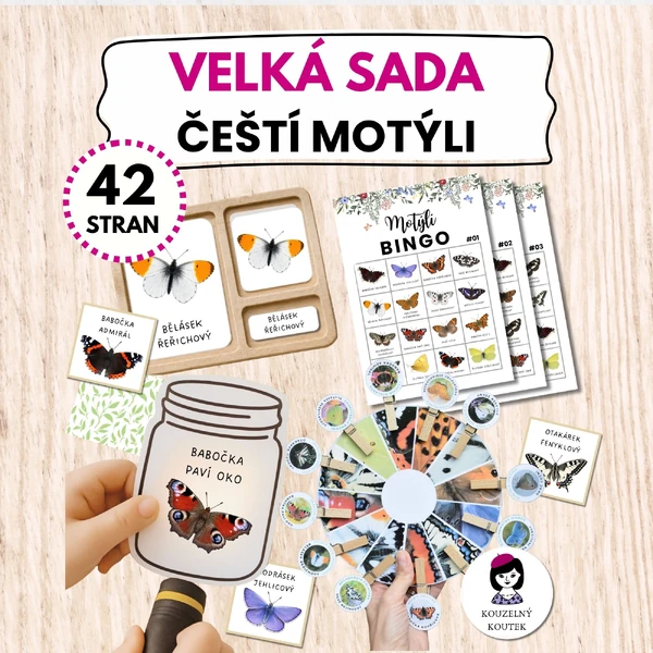 Velká sada - Čeští motýli | pexeso | hmyz | motýli | Bingo |