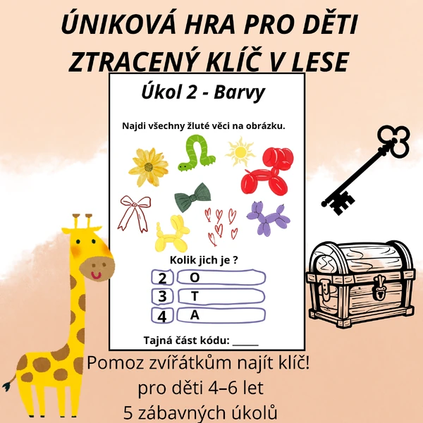 Úniková hra pro MŠ - Ztracený klíč v lese zvířátek 🗝️ (4–6 let)