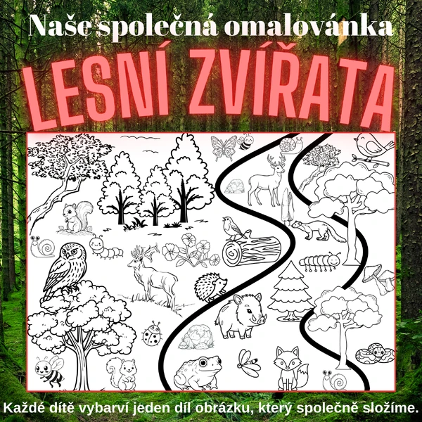 Mega omalovánka – Lesní zvířata 2,8 a 18 částí 🦊🐻🦌