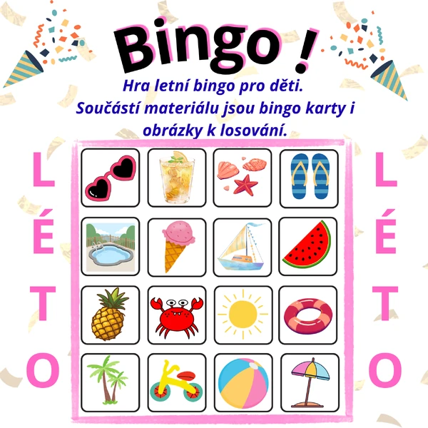 Letní bingo pro děti | 20 bingo karet