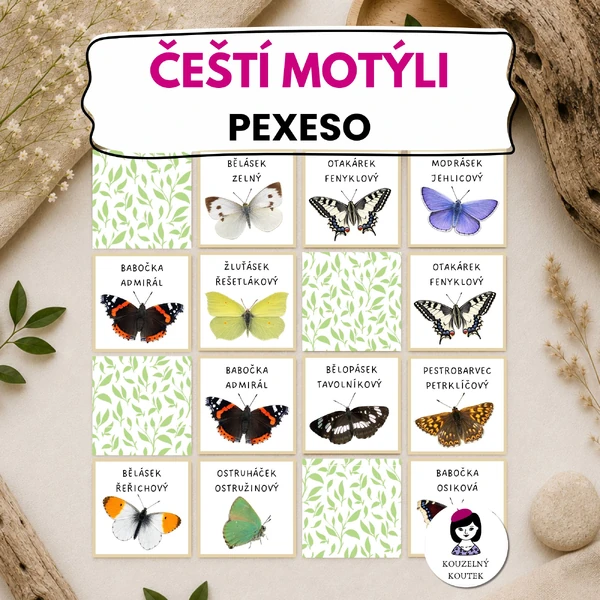 Čeští motýli pexeso | hmyz | motýli