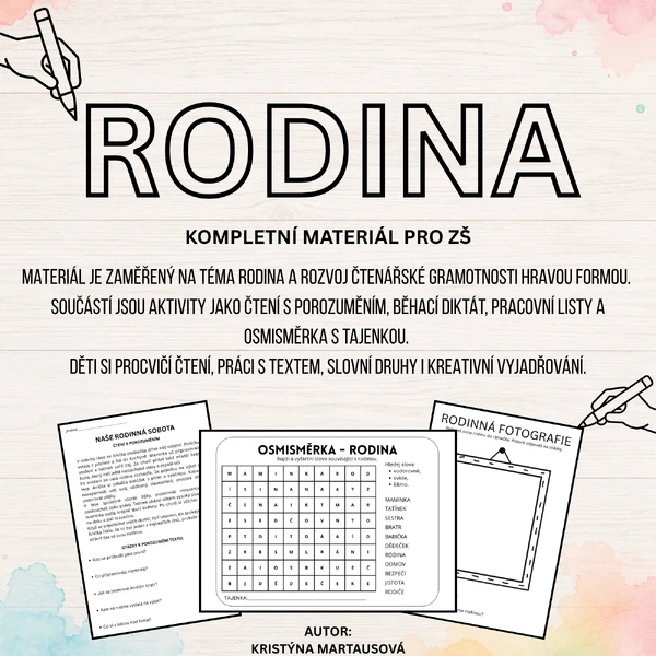 RODINA – čtení s porozuměním, běhací diktát a pracovní listy pro ZŠ ✏️