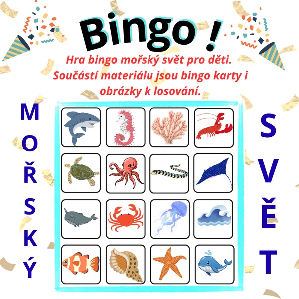 Mořské bingo pro děti | 20 bingo karet