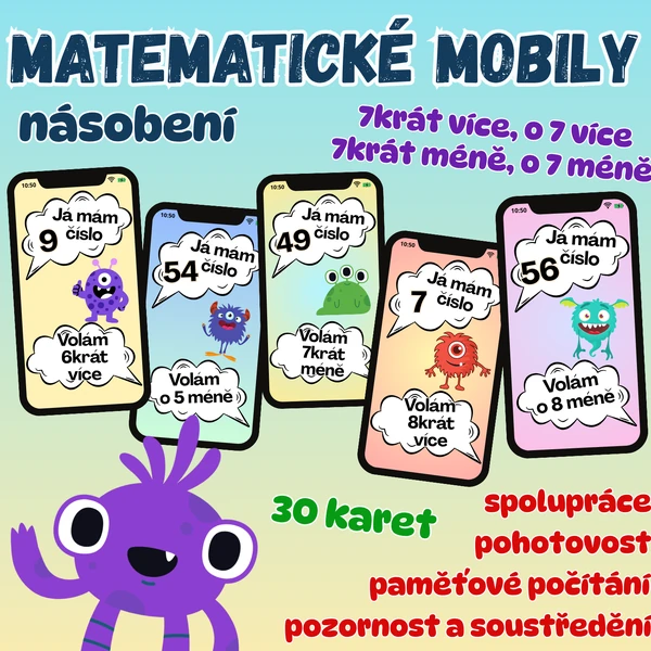 Matematické mobily - násobení, sčítání, odčítání