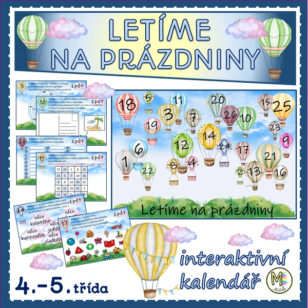 LETÍME NA PRÁZDNINY- interaktivní kalendář na červen - 4. - 5. třída
