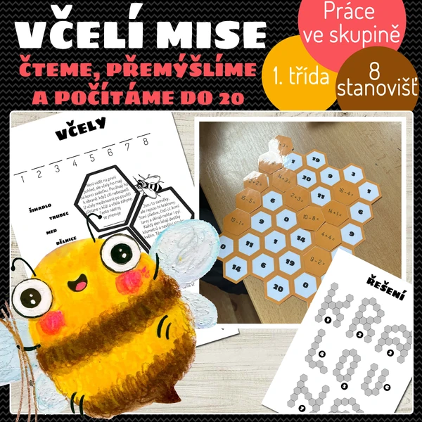 Včelí mise - čteme, přemýšlíme a počítáme do 20