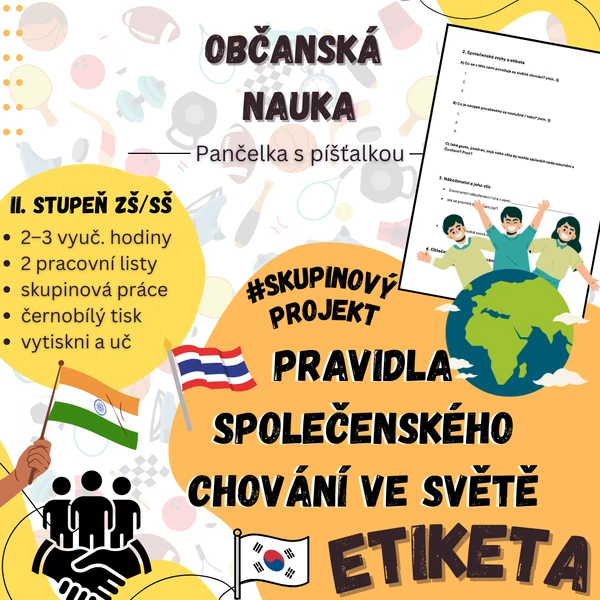 Etiketa: Pravidla společenského chování ve světě formou projektové výuky
