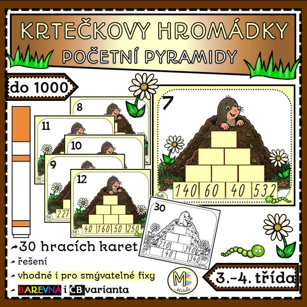 KRTEČKOVY HROMÁDKY - početní pyramidy do 1000