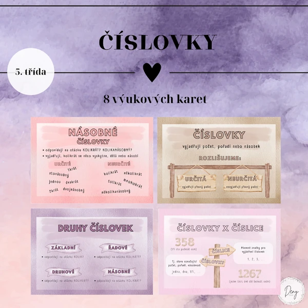 Číslovky - výukové karty