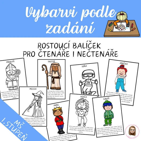 ROSTOUCÍ BALÍČEK - vybarvi podle zadání