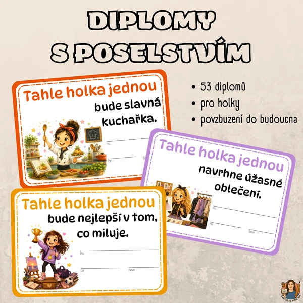 Diplomy s poselstvím - pro holky