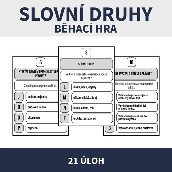 SLOVNÍ DRUHY - BĚHACÍ HRA