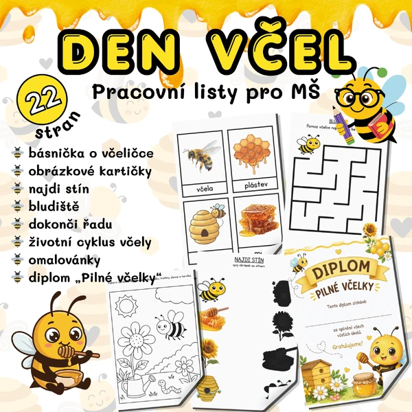 Den včel – pracovní listy a hry pro MŠ