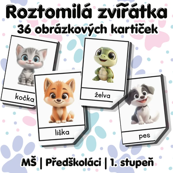 Roztomilá zvířátka – obrázkové kartičky pro děti