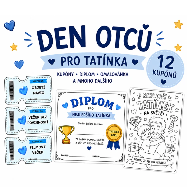 Den otců pro tatínka | 12 kupónů, diplom a omalovánka
