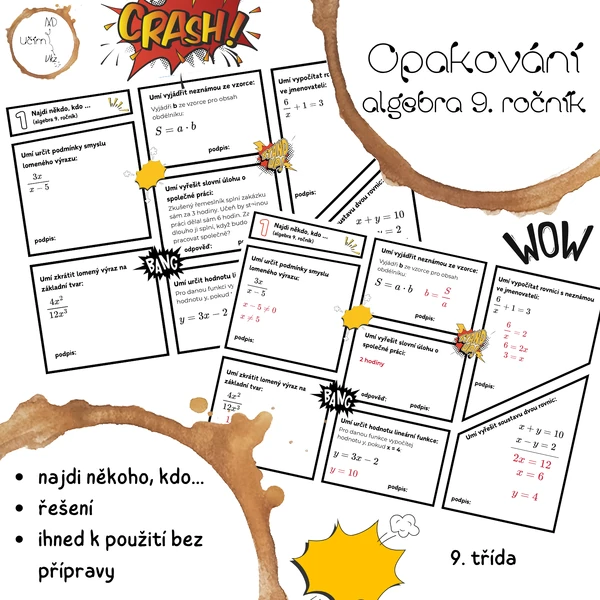 Opakování - algebra 9. ročník (najdi někoho, kdo...)