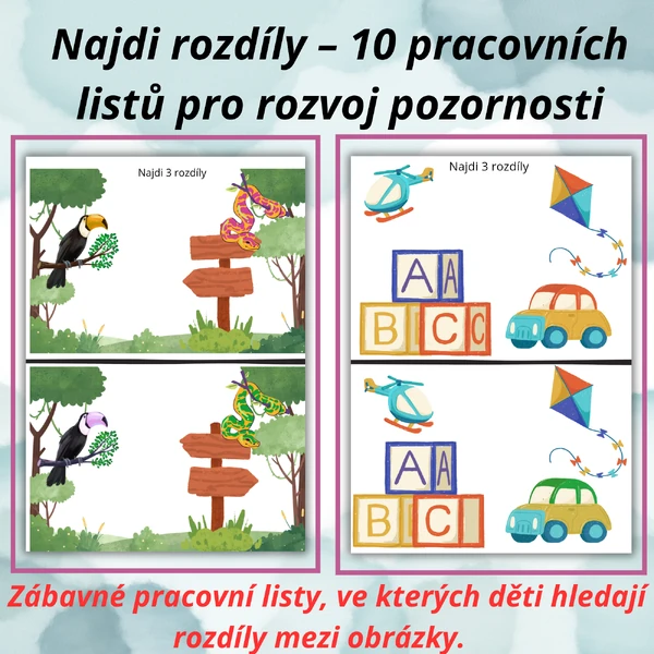 Najdi rozdíly – 10 pracovních listů pro rozvoj pozornosti