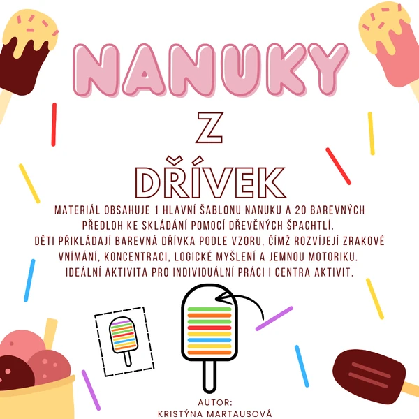 🍦 Barevné nanuky – Skládání podle předlohy