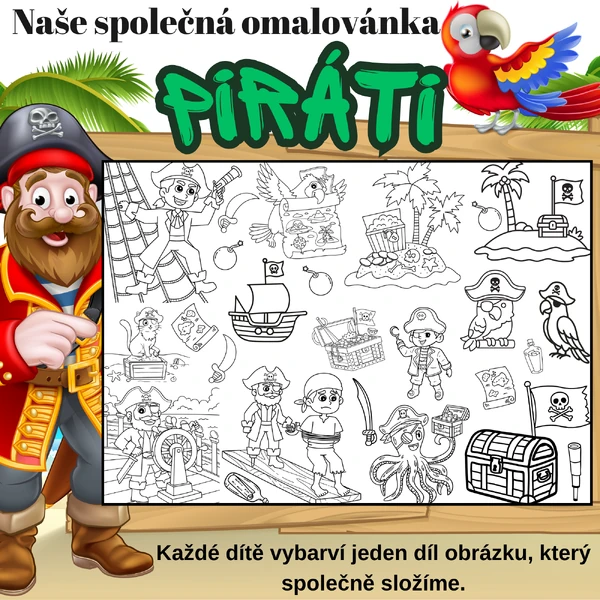 Mega omalovánka – Piráti 2,8 a 18 částí 🏴‍☠️🗺️