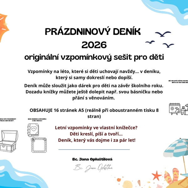 Prázdninový tvořivý deník 2026 - originální dárek pro děti