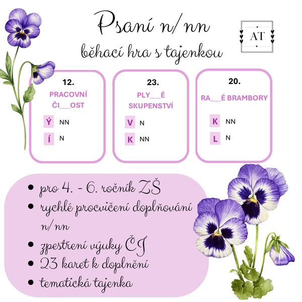Psaní n/nn - běhací hra s tajenkou
