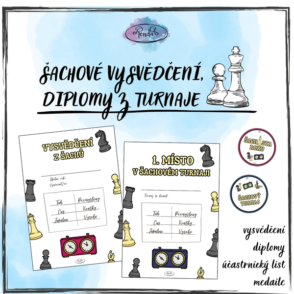 Šachové vysvědčení (růžová a modrá)
