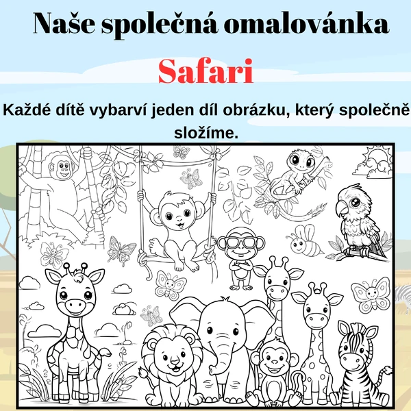 Mega omalovánky – Safari | 2, 8 a 18 částí