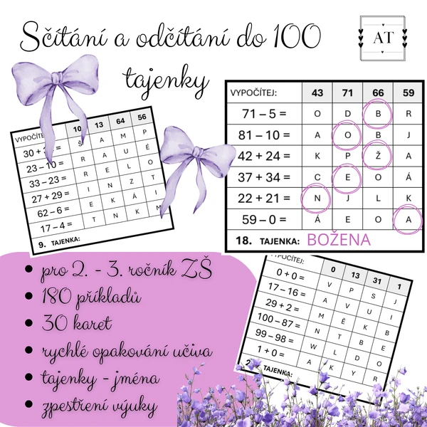 Sčítání a odčítání do 100 - tajenky