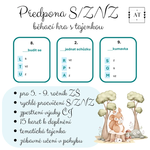 Předpona S/Z/VZ - běhací hra s tajenkou