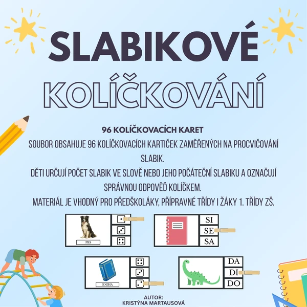 Procvičujeme slabiky – kolíčkovací kartičky (96 kartiček)