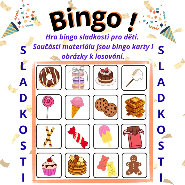 Bingo sladkosti pro děti | 20 bingo karet