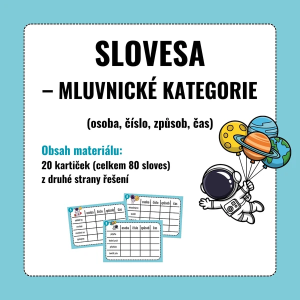 SLOVESA – mluvnické kategorie (osoba, číslo, způsob, čas)