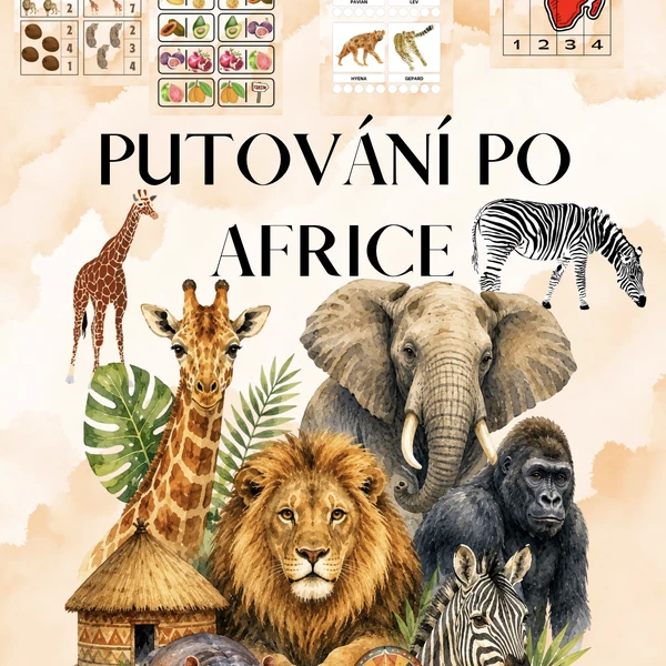 🌍 PUTOVÁNÍ PO AFRICE – bez barevného pozadí 🐘🍍🥁