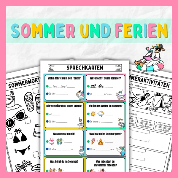 SOMMER UND FERIEN | letní sl. zásoba, aktivity, cestování, KONVERZAČNÍ KARTY