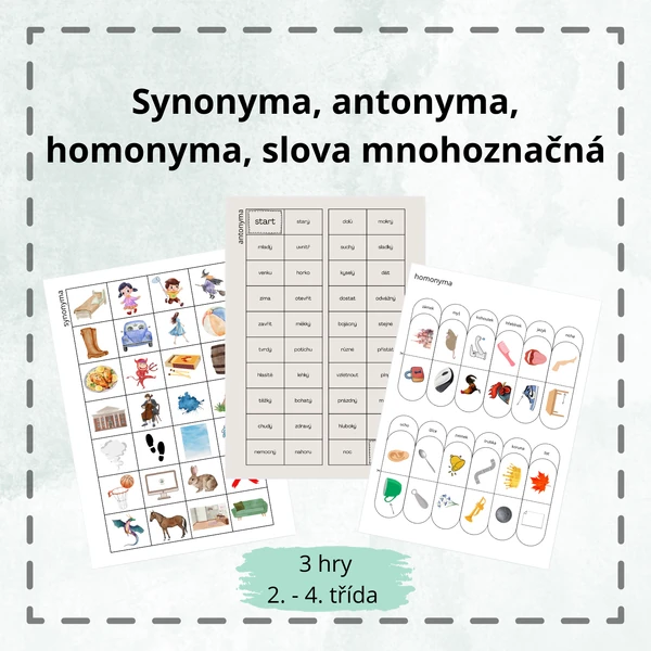 Synonyma, antonyma, homonyma, slova mnohoznačná