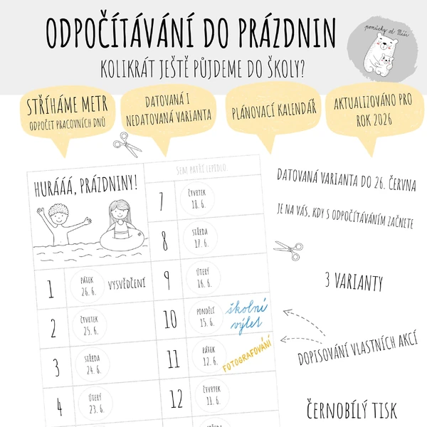 Odpočítávání do prázdnin - Kolikrát ještě půjdeme do školy?