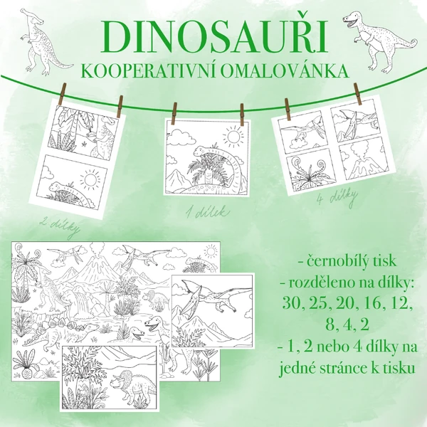 Dinosauří kooperativní omalovánka