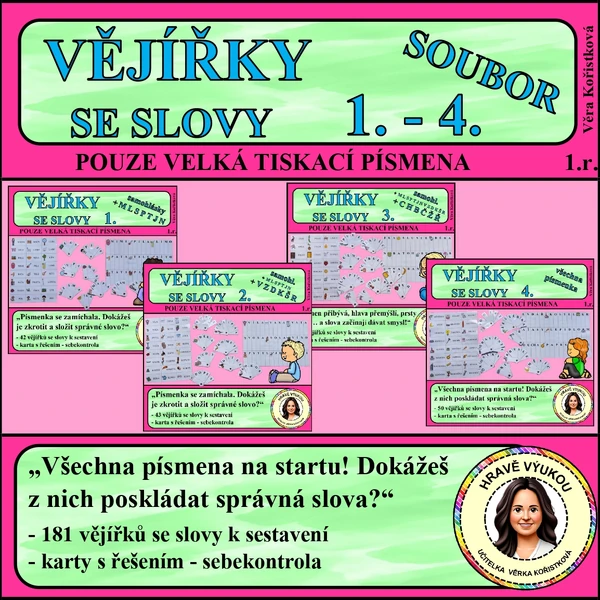VĚJÍŘKY SE SLOVY – SOUBOR 1 – 4 – SOUBOR – VELKÁ PÍSMENA